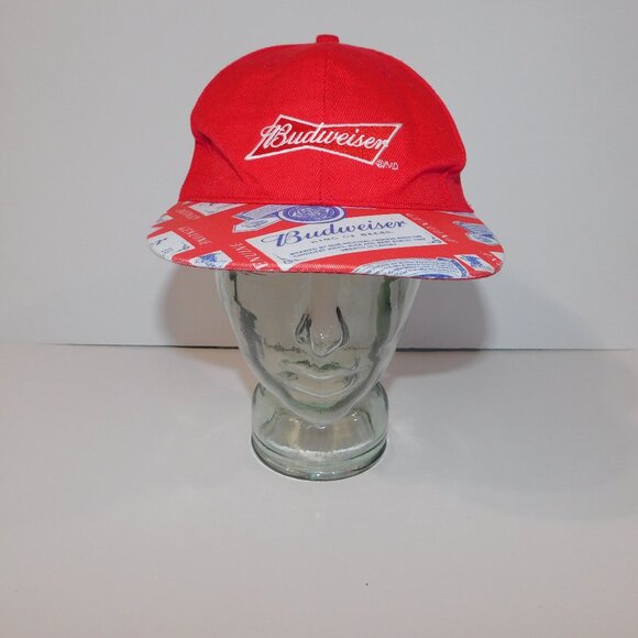 VTG Budweiser King of Beer Red Label Beak Snap back Baseball Hat Cap - Picture 1 of 8